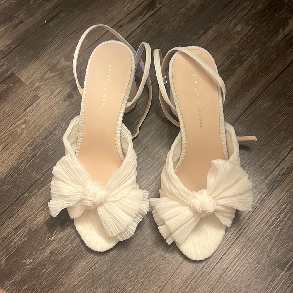 Loeffler Randall Cream Heels with Bow Detail